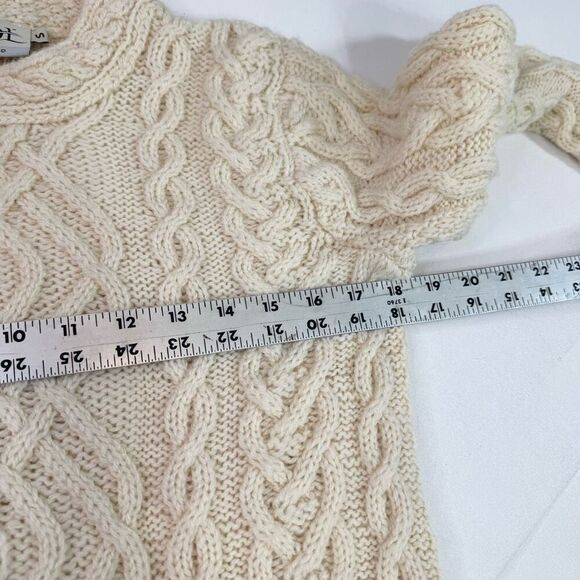 SAOL Ireland Sweater Womens Small Cream Cable Knit 100% Merino Wool Fisherman* - Picture 7 of 9